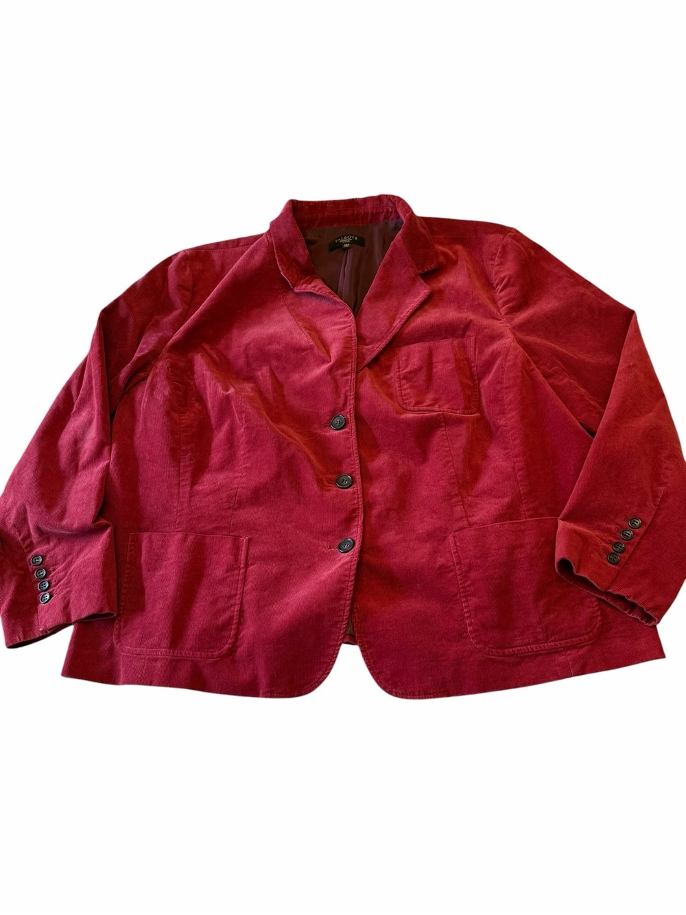 Talbots Corduroy Blazer Jacket 24W Plus Burgundy Wine 3 Button Lined Preppy